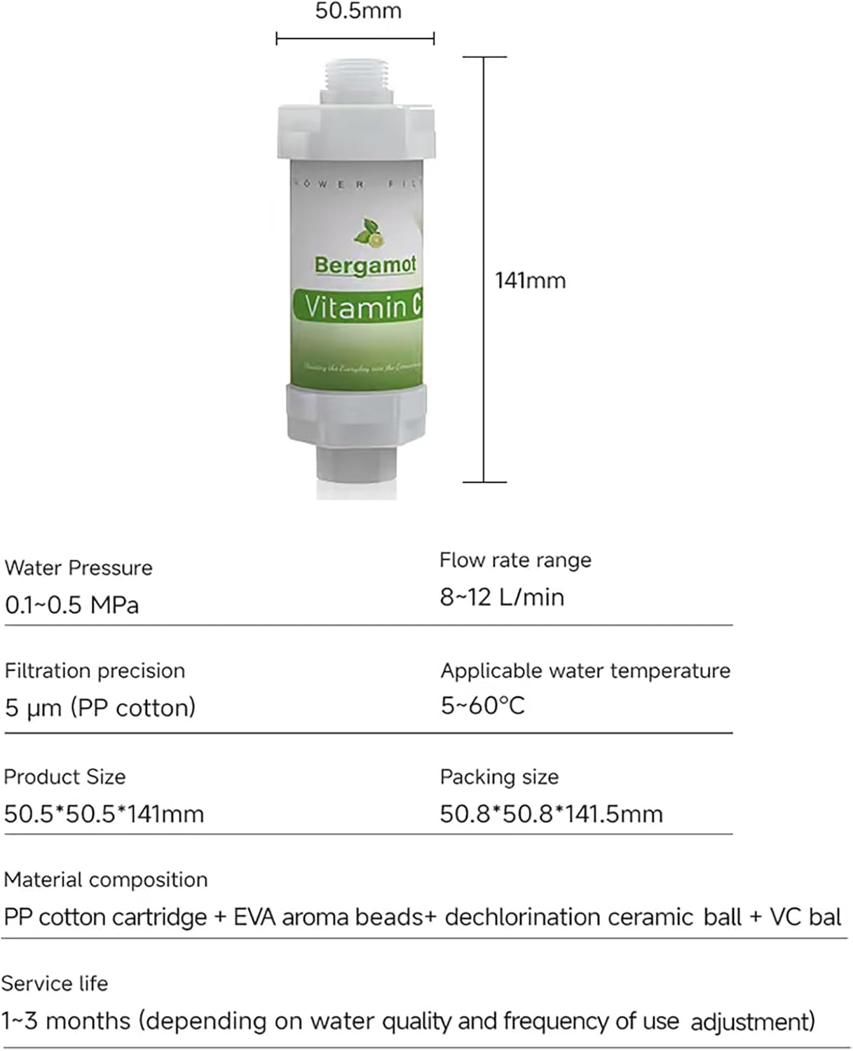 Vitamin C Shower Head Filter for Hard Water