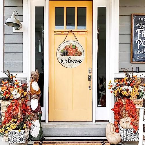 KORVITA Fall Welcome Door Sign 12x12 Inches