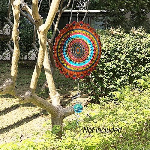 FONMY 12 Inch Stainless Steel Wind Spinner Mandala Decor