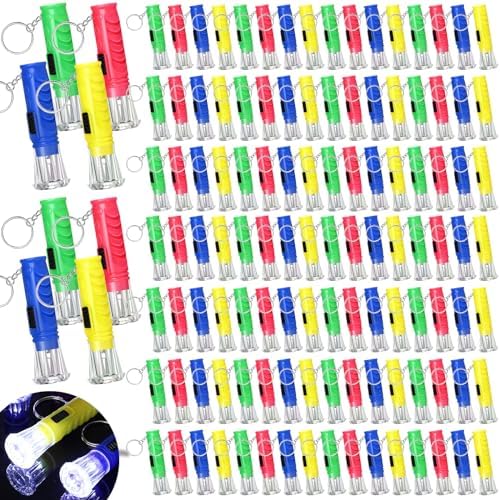 Geelin 200 Pcs Mini Flashlight Keychain 6 Colors