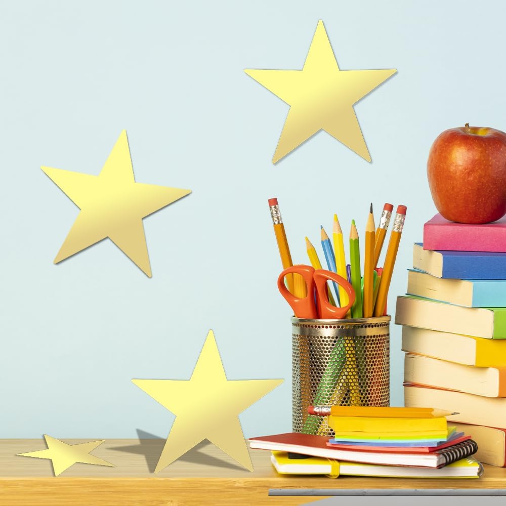 24 Pcs 11 Inch Gold Star Cutouts for Bulletin Board Wall Decorations