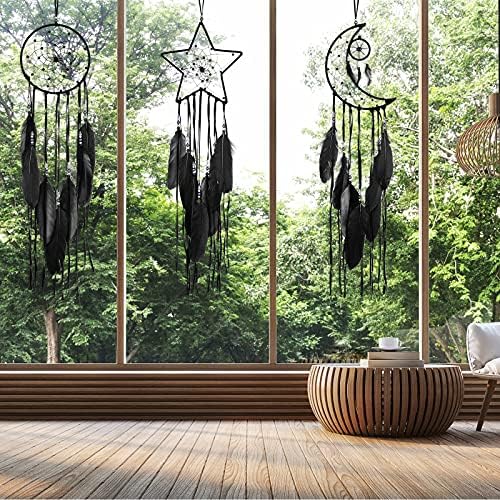 Jetec 3 Pcs Dream Catcher Moon Sun Star Design Handmade Wall Art