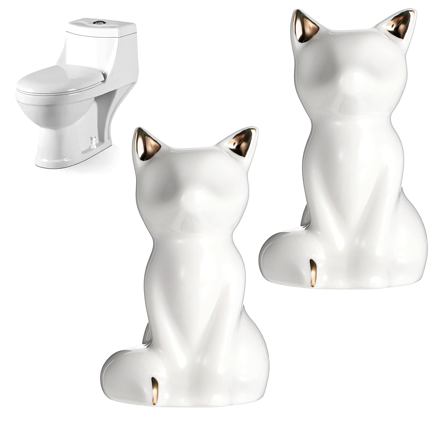 2pcs Cat Shape Toilet Bolt Covers Ceramic Decorative Bathroom Accessories