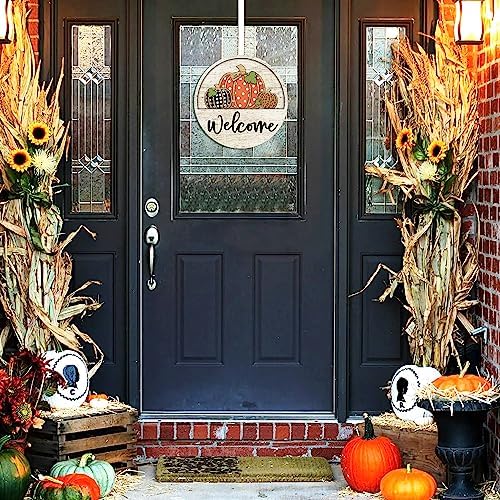 KORVITA Fall Welcome Door Sign 12x12 Inches