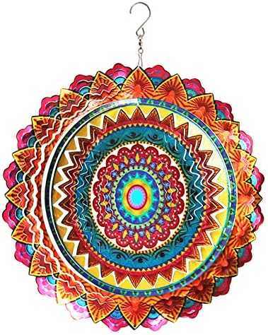 FONMY 12 Inch Stainless Steel Wind Spinner Mandala Decor