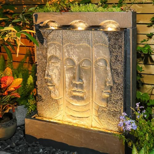 Zen Buddha Wall Fountain - 45 Inches Tall Gray