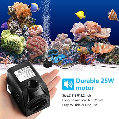 CWKJ Fountain Pump 400GPH Submersible Water Pump for Pond and Aquarium