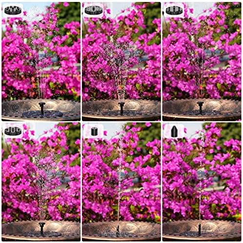 AISITIN Solar Fountain Pump with 1500mAh Battery and 6 Nozzles