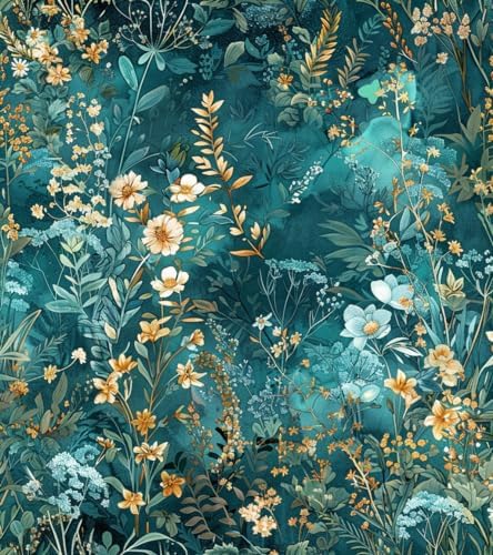 Lenify Green Floral Peel and Stick Wallpaper Roll 169x1181in