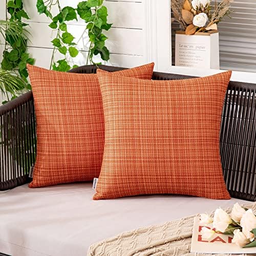 MIULEE Outdoor Waterproof Pillow Covers 24x24 Inch Pack of 2 Orange