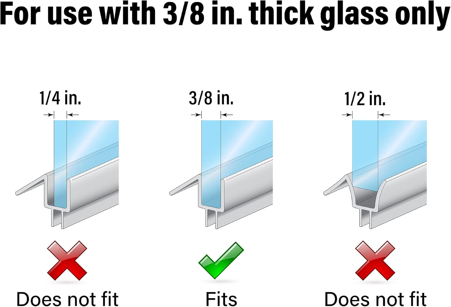 Prime-Line M 6258 Frameless Shower Door Bottom Seal - 36 Inch Clear Vinyl