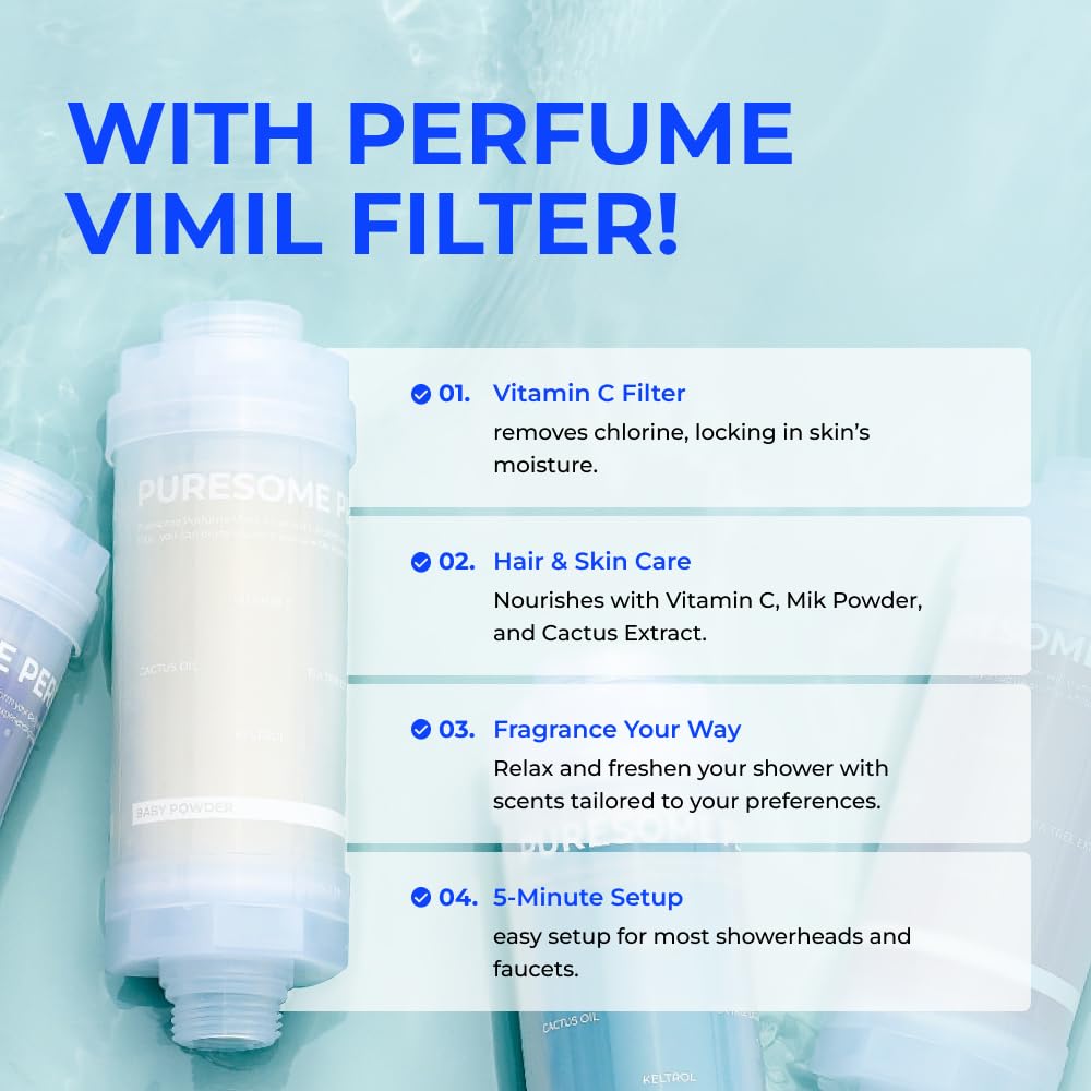 BODYLUV Puresome Perfume Shower Filter - Chlorine Removal Vitamin C Scent Grapefruit Peach