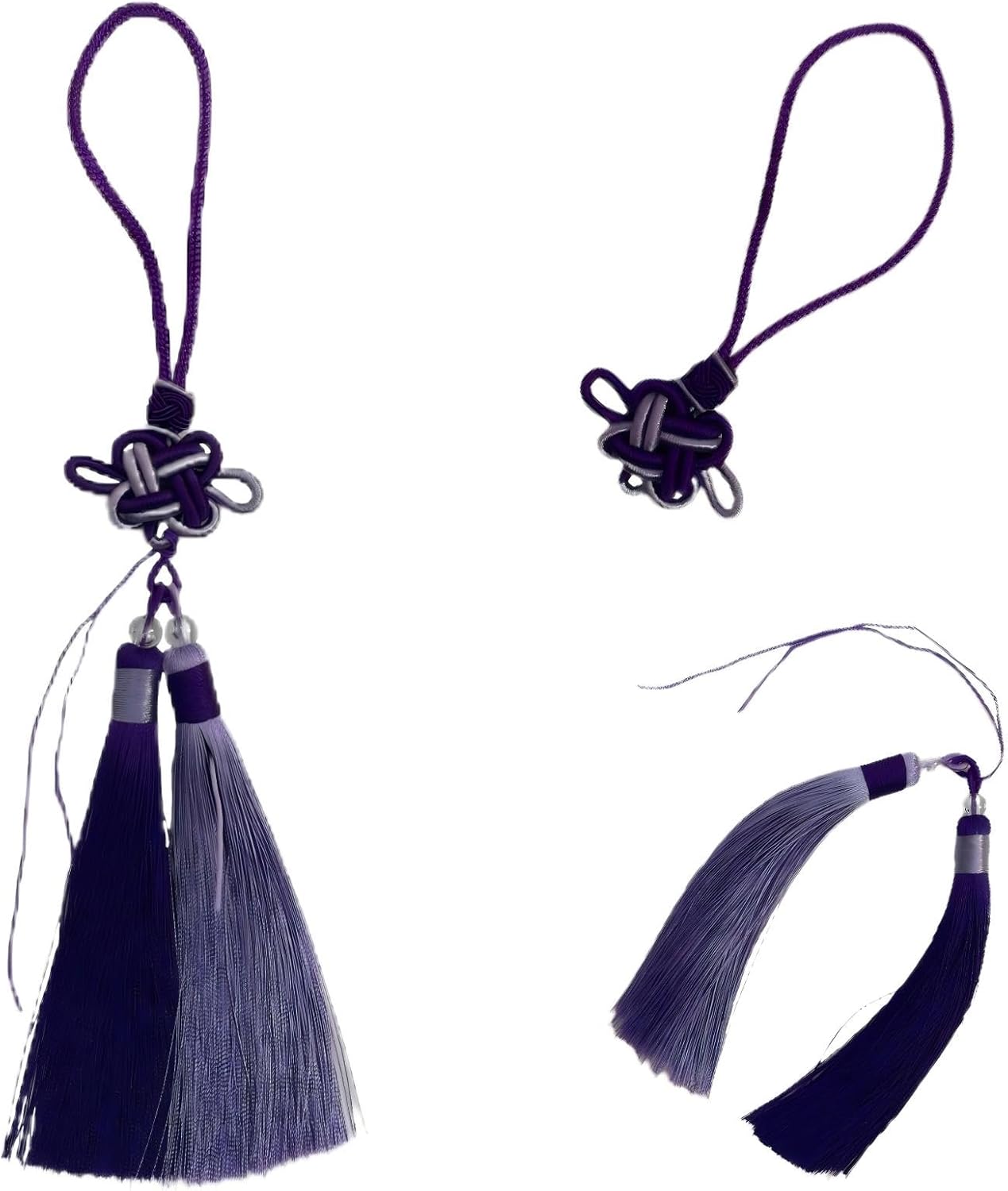 Handmade Color Block Chinese Knot Charm with Dual Tassels