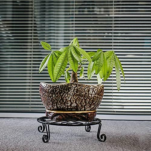 2 Pack 10-12 Inch Rustproof Black Metal Plant Stands Heavy Duty Holder for Indoor Outdoor Use