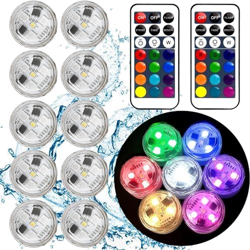 Small Submersible LED Lights with Remote Control Waterproof Tea Light Flameless Candle for Vases and Ponds