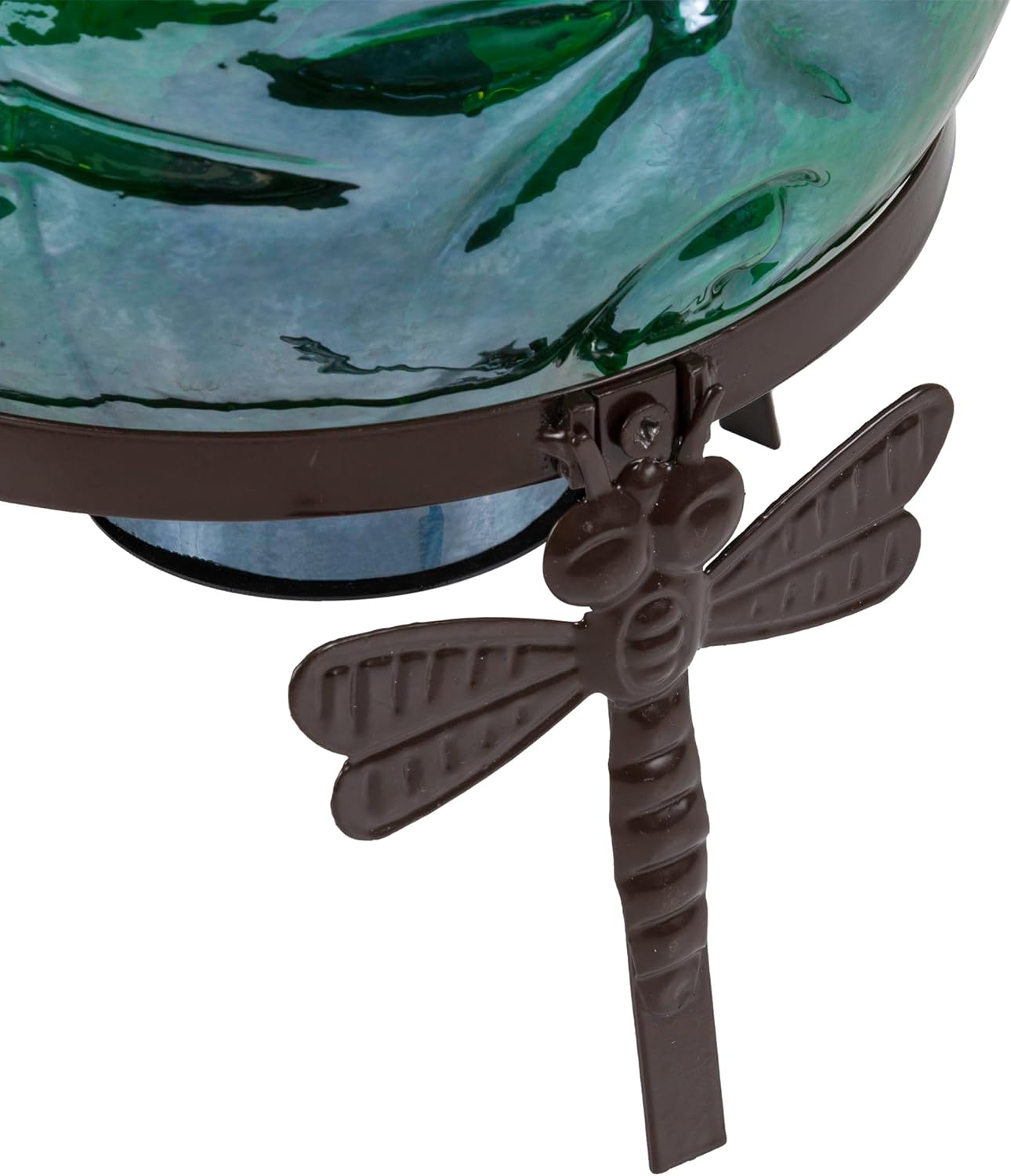 Alpine Corporation 13 Inch Pearlized Green Glass LED Gazing Globe with Stand