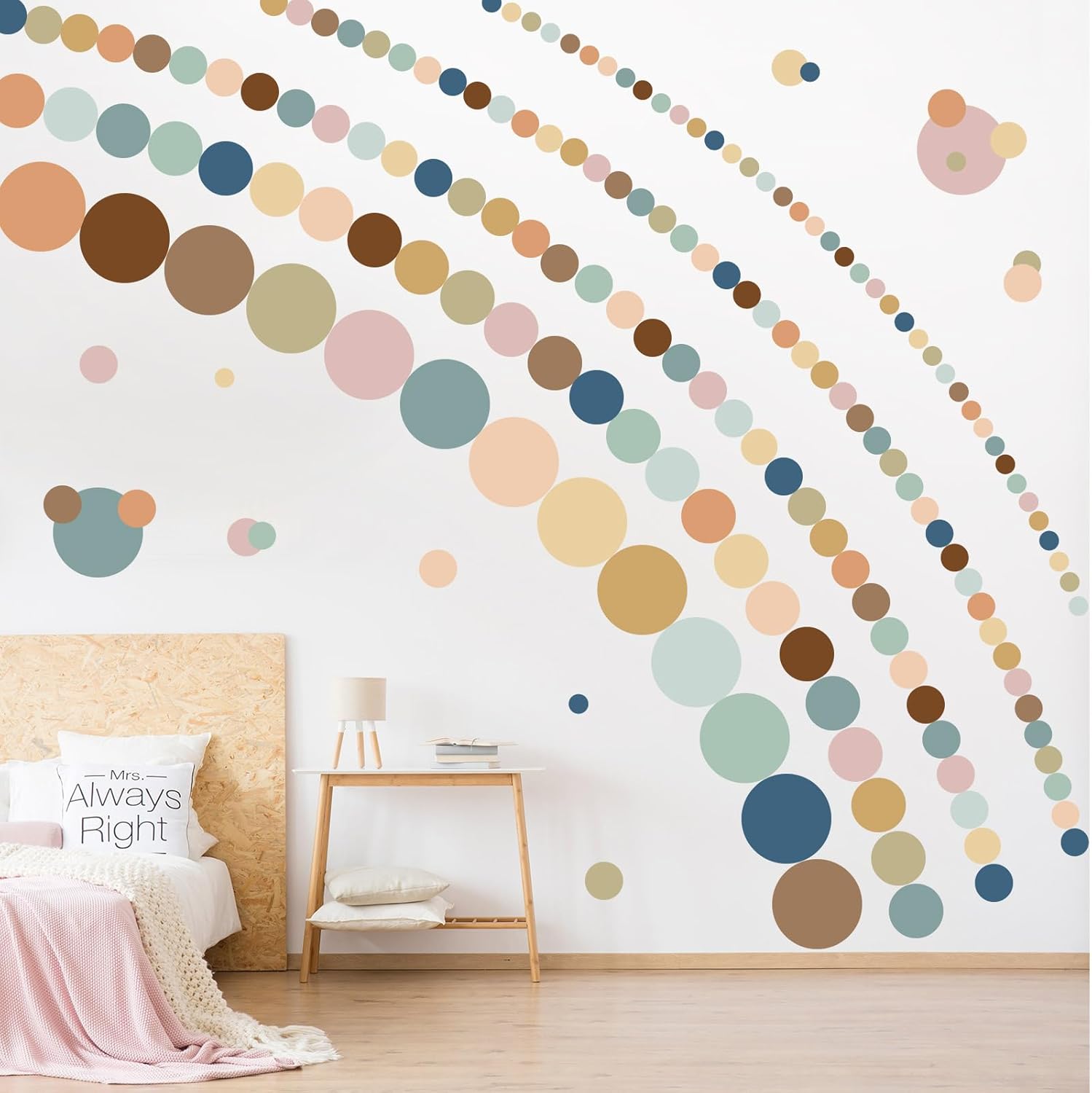 Zonon Boho Color Polka Dot Wall Decals for Kids Room Decor