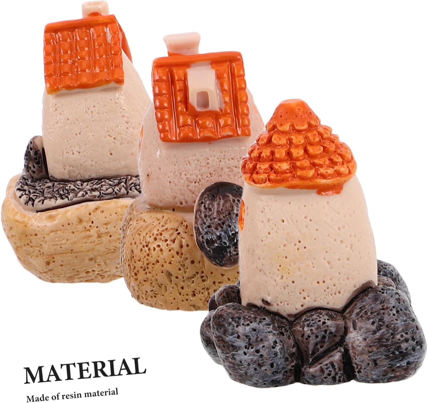 Unique Micro Village Houses 3 Pack Resin Statues for Fairy Garden Decor