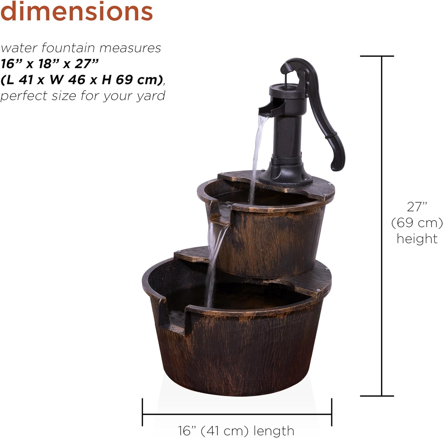 Alpine Corporation 2-Tiered Outdoor Water Fountain with Pump - Bronze Finish