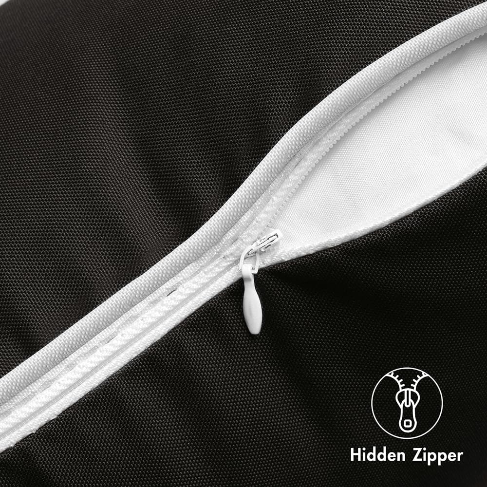 MIULEE Pack of 2 Outdoor Waterproof Decorative Throw Pillow Covers - Square 18x18 Inch Black