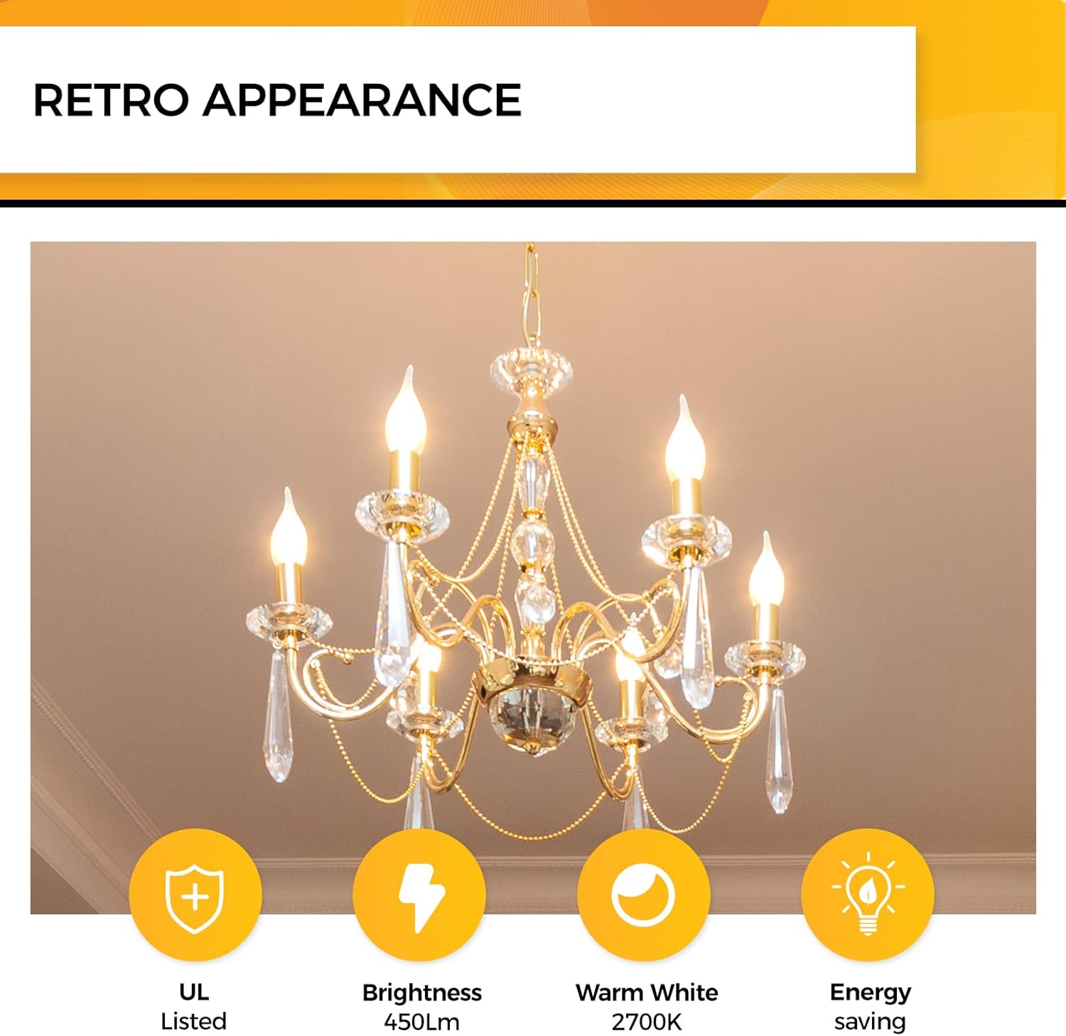 Hizashi 90 CRI LED Candelabra Bulb 40W Equivalent E12 12 Pack Dimmable Soft Warm White 2700K