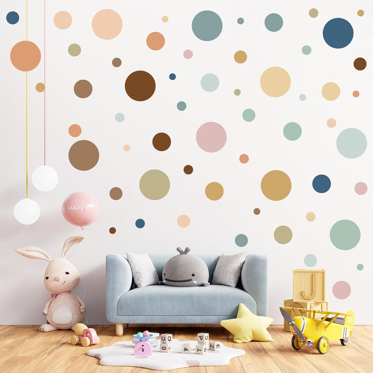 Zonon Boho Color Polka Dot Wall Decals for Kids Room Decor
