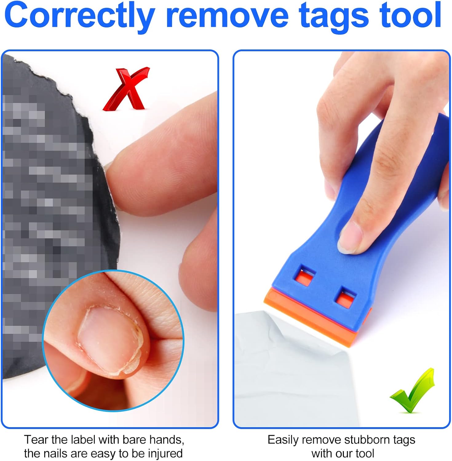 4 Pcs Plastic Razor Blade Scraper with 100 Pcs Blades for Window and Car Glass