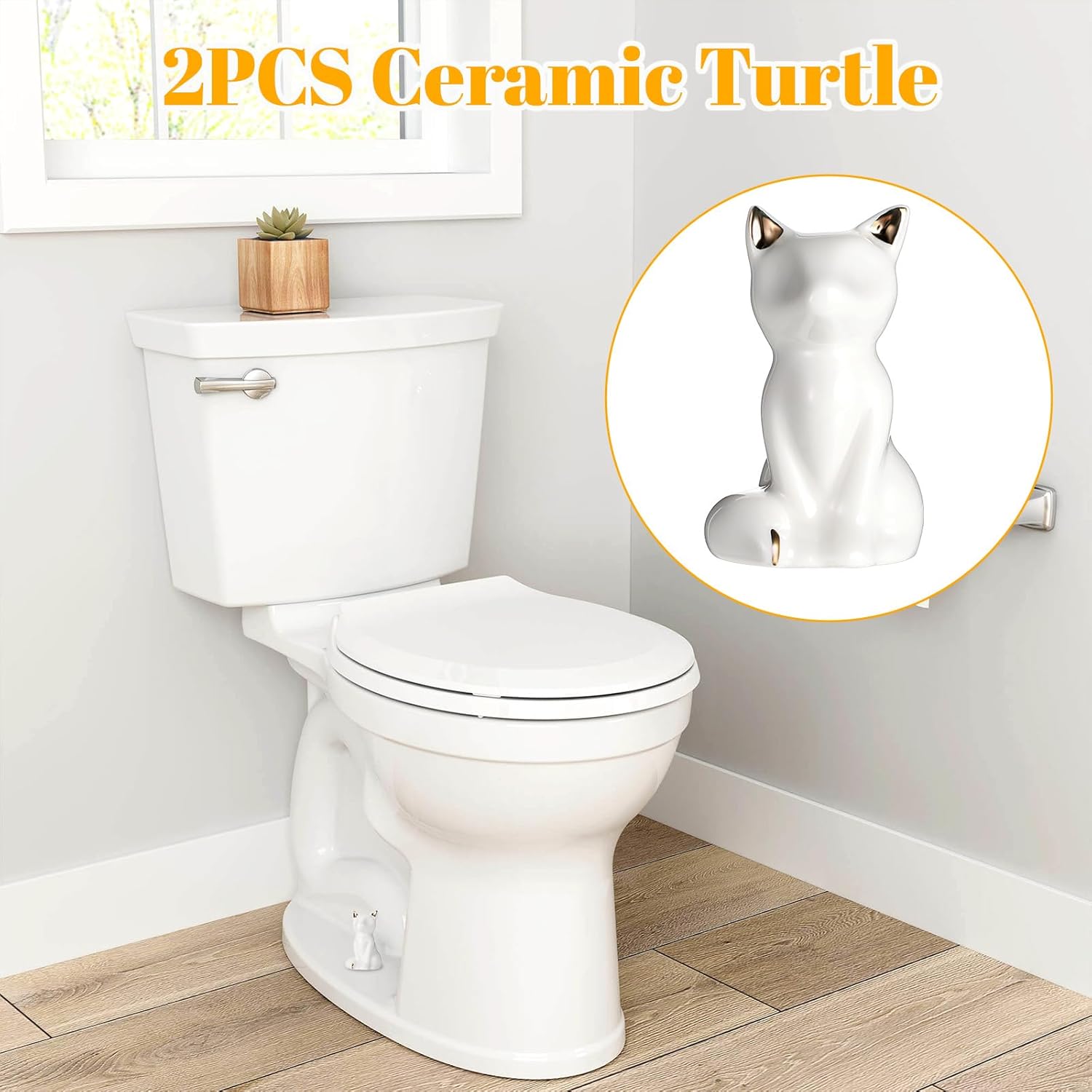 2pcs Cat Shape Toilet Bolt Covers Ceramic Decorative Bathroom Accessories