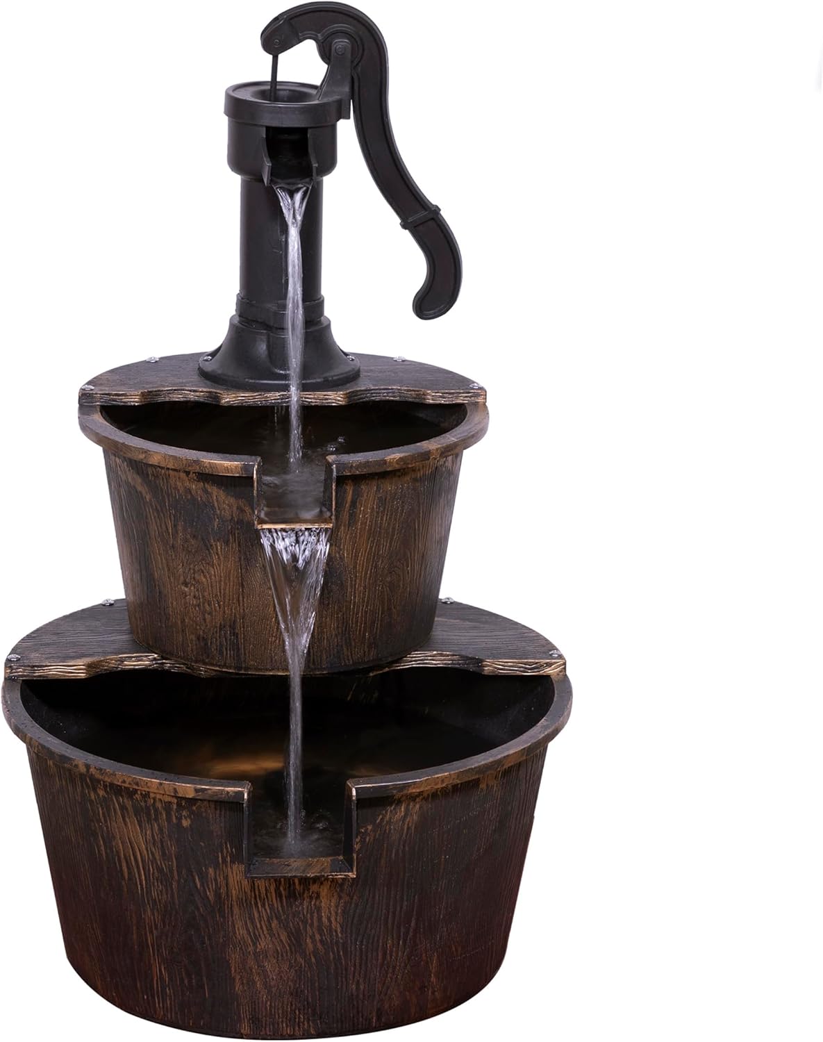 Alpine Corporation 2-Tiered Outdoor Water Fountain with Pump - Bronze Finish