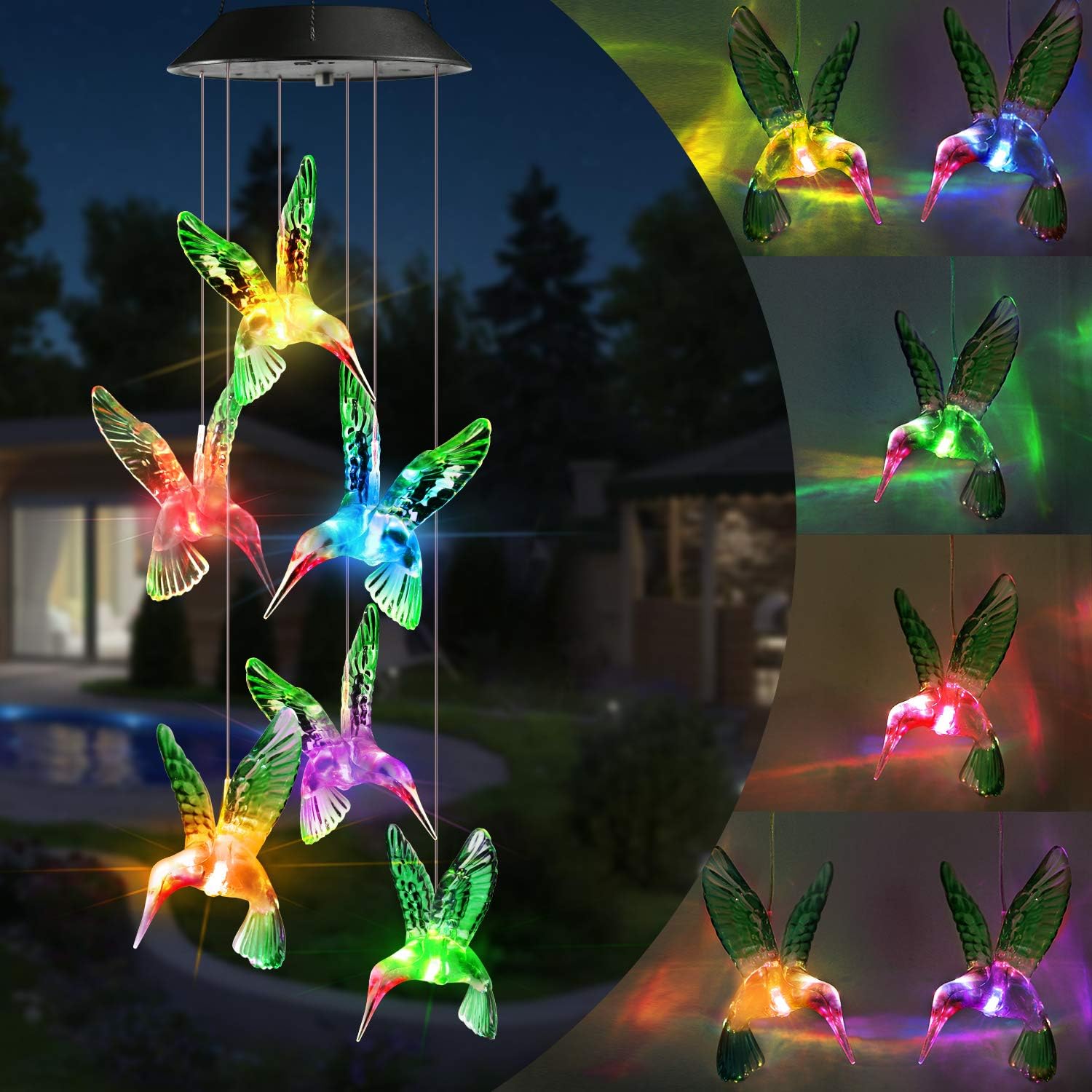 Toodour Solar Wind Chime with Color Changing LED Lights