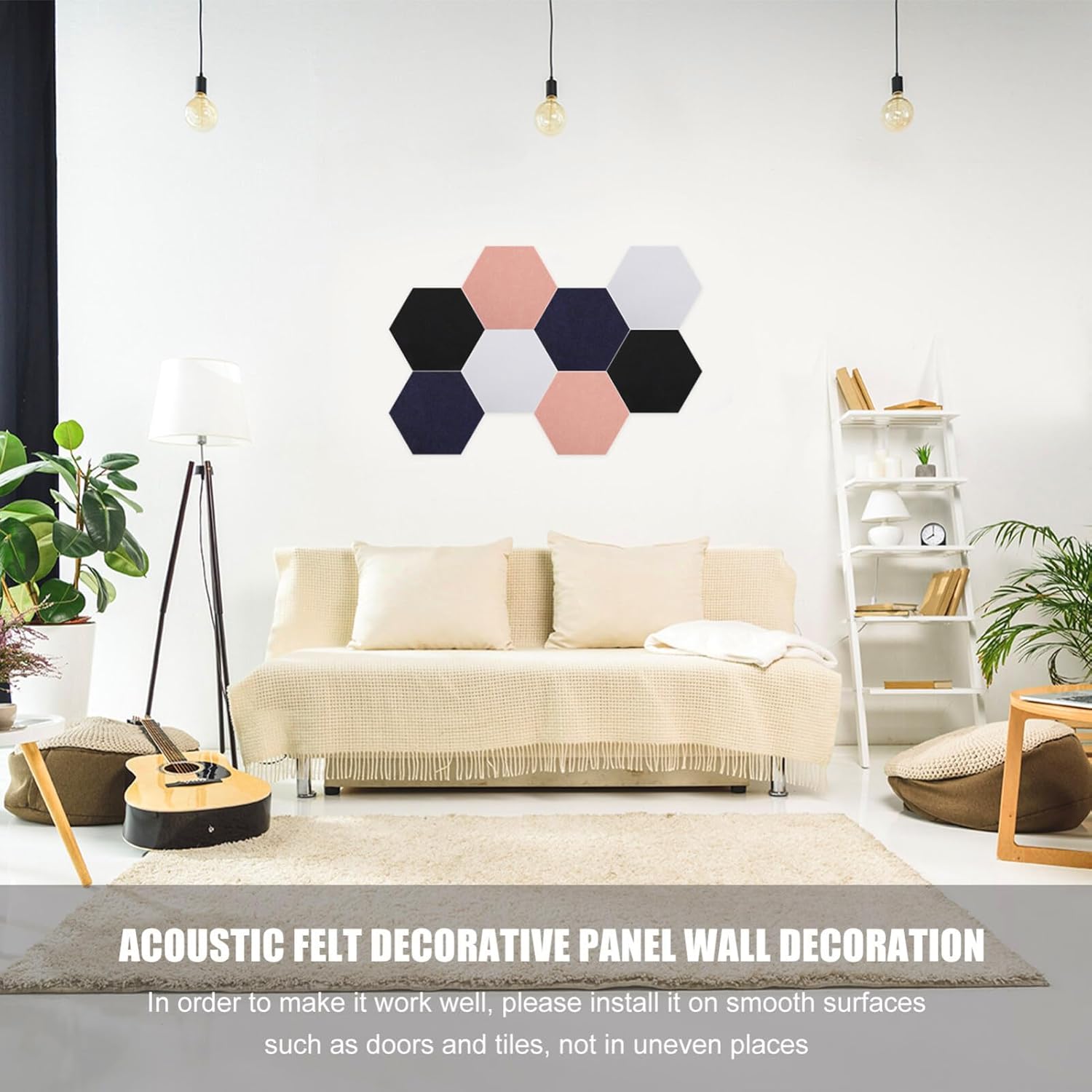 Balacoo 8 Piece Hexagon Felt Bulletin Board Decorative Wall Display for Home Office School