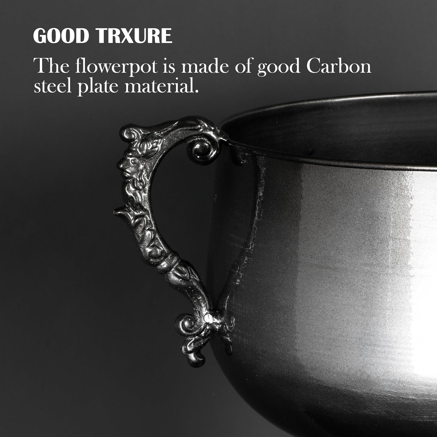 Worth 225 Inch Tall Floor Urn Vase - Glossy Black Metal Planter Bowl for Home Decor and Party Events