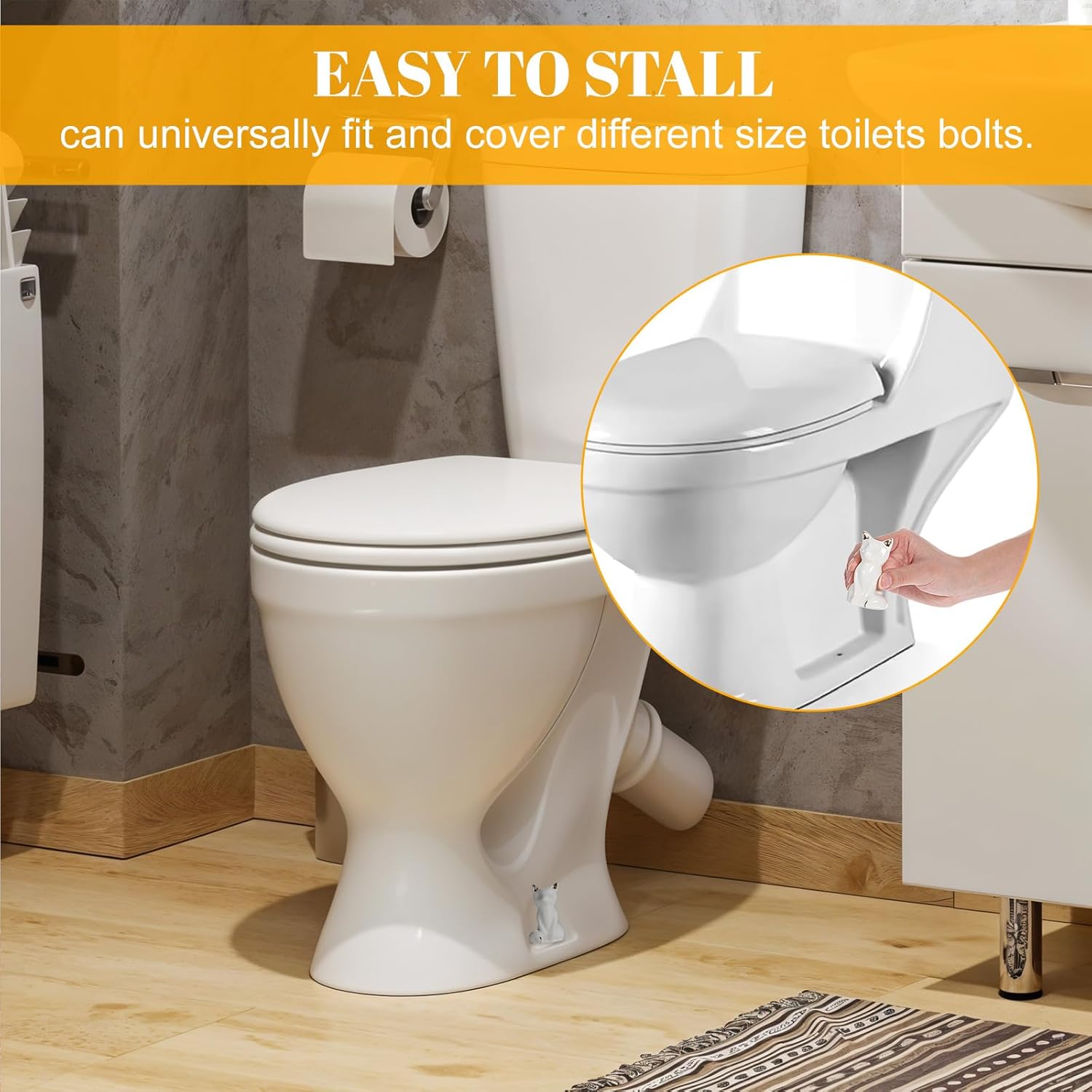 2pcs Cat Shape Toilet Bolt Covers Ceramic Decorative Bathroom Accessories