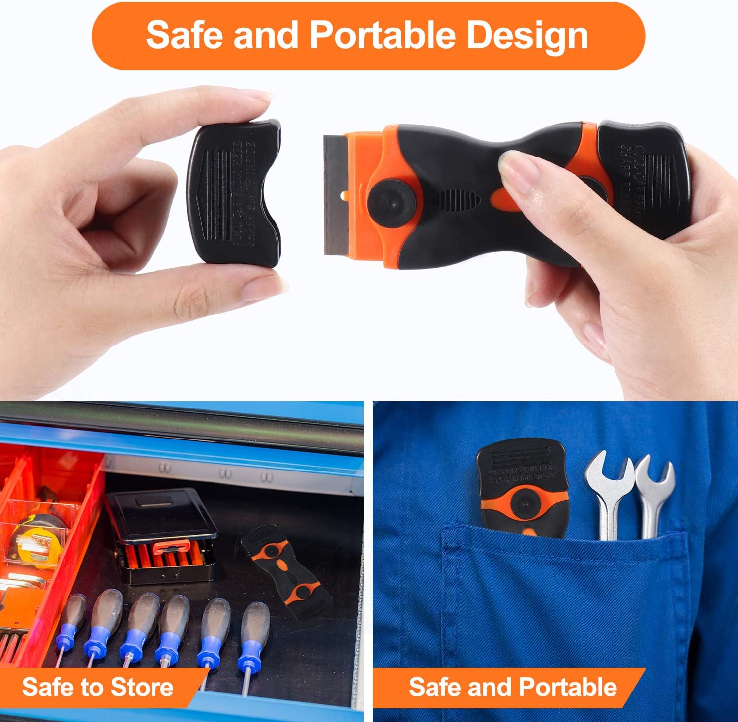 2 Pack Razor Blade Scraper Tool with 12 Plastic and 7 Metal Blades 1