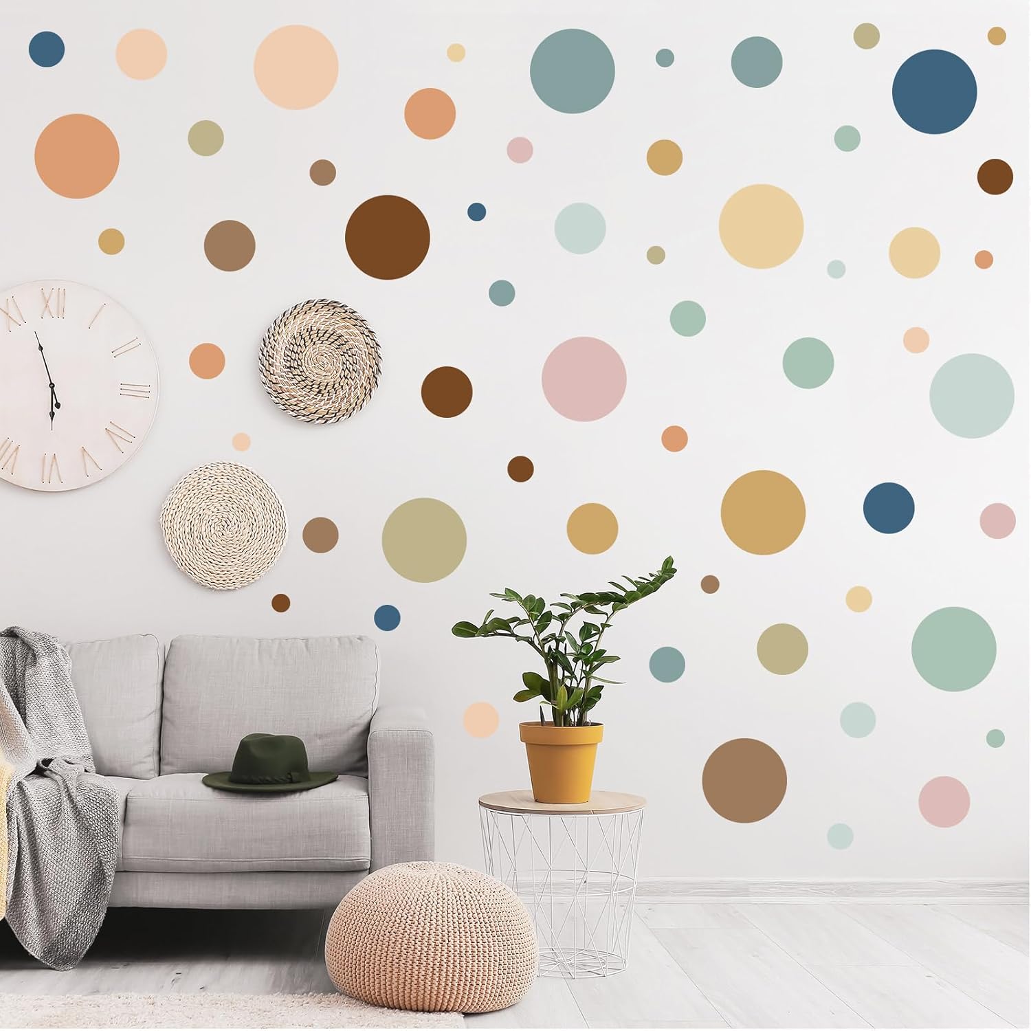 Zonon Boho Color Polka Dot Wall Decals for Kids Room Decor