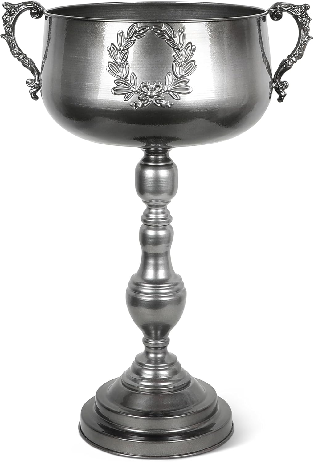 Worth 225 Inch Tall Floor Urn Vase - Glossy Black Metal Planter Bowl for Home Decor and Party Events