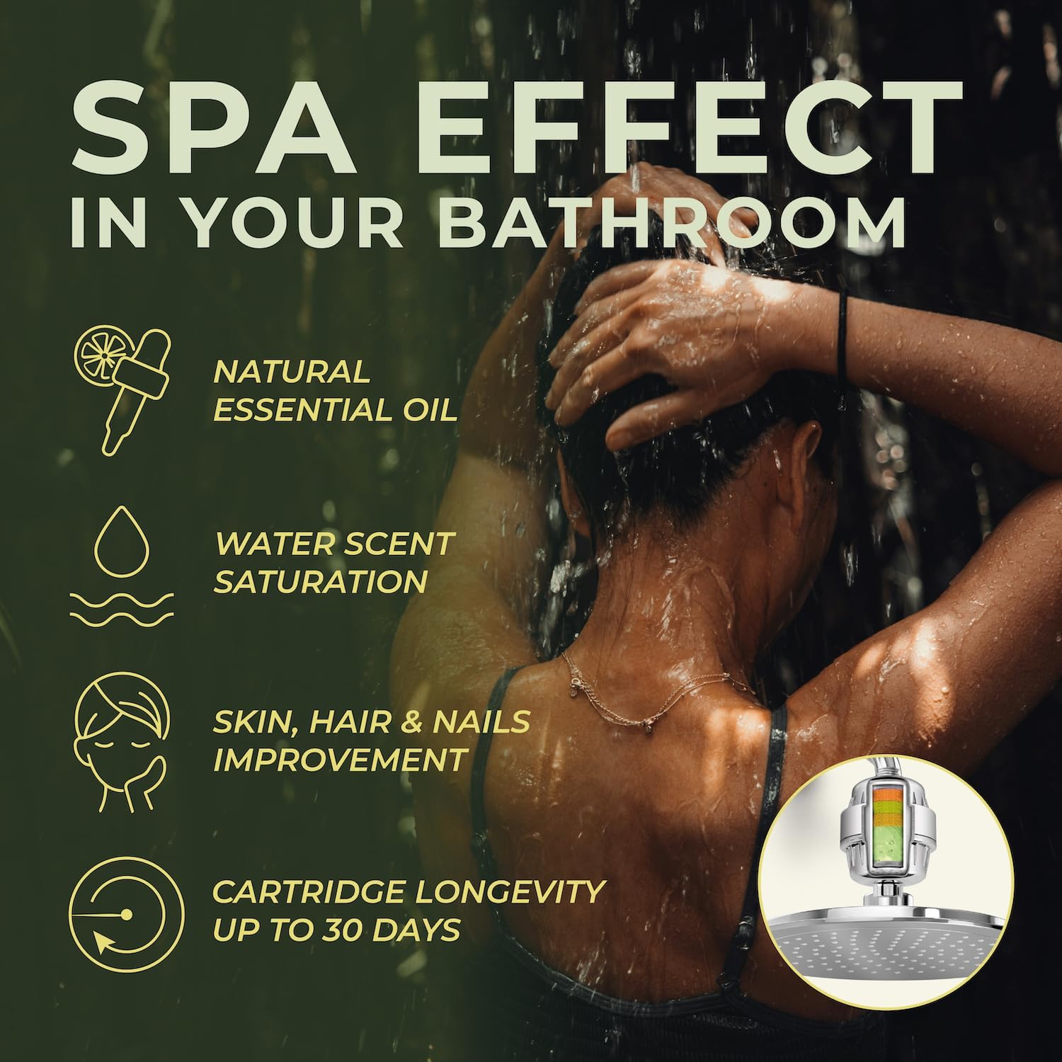 AquaHomeGroup Vitamin CEA Shower Filter with Aroma Granules - Jasmine