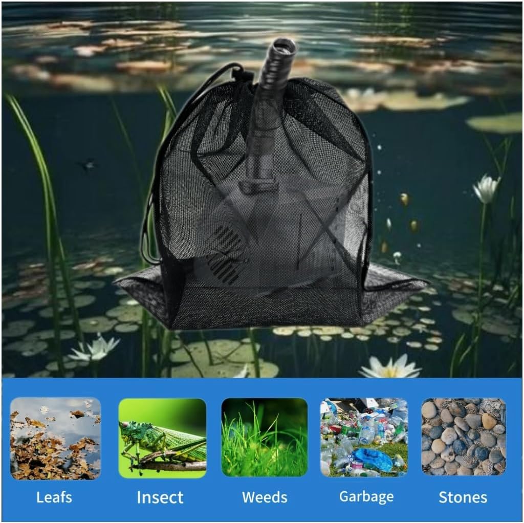 2 Pcs Pond Pump Cover Filter Bag 118x157 Black Mesh Bag for Water Gardens