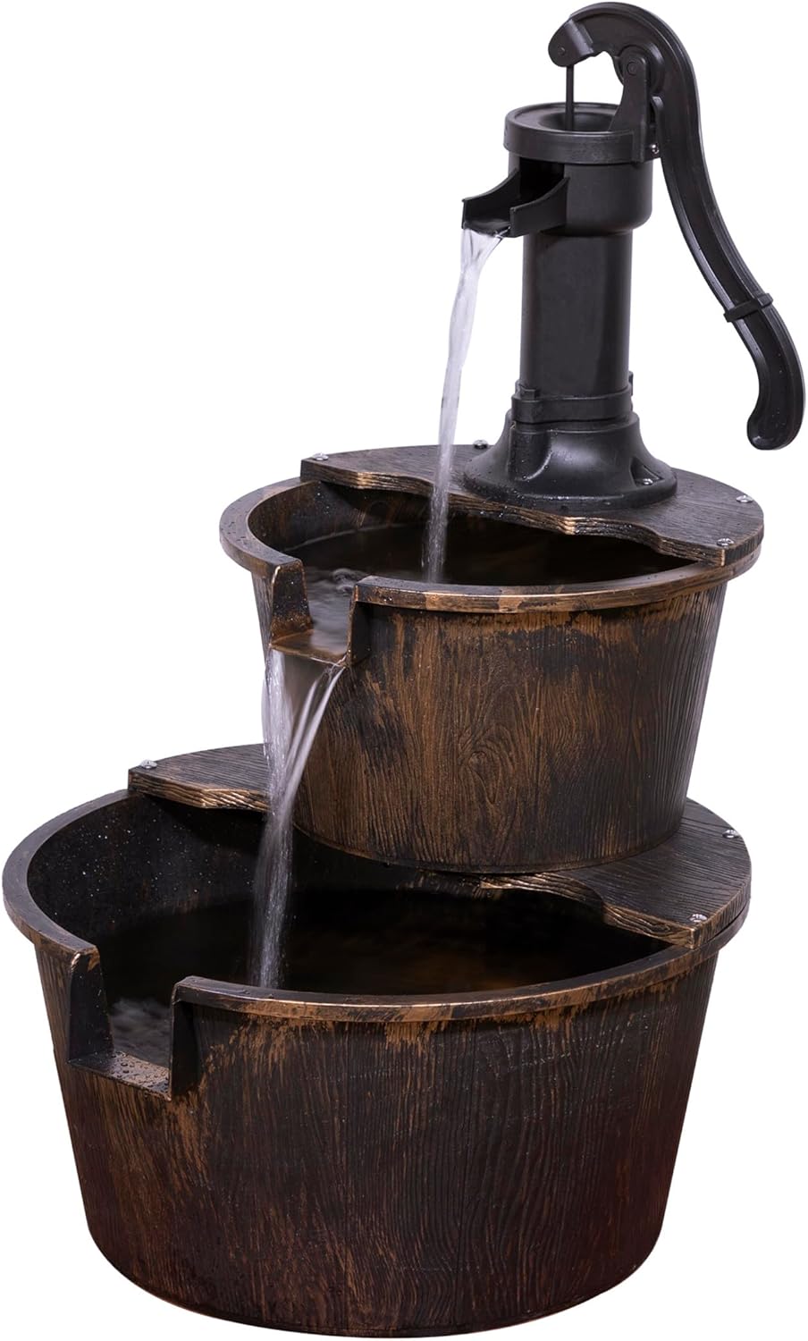 Alpine Corporation 2-Tiered Outdoor Water Fountain with Pump - Bronze Finish