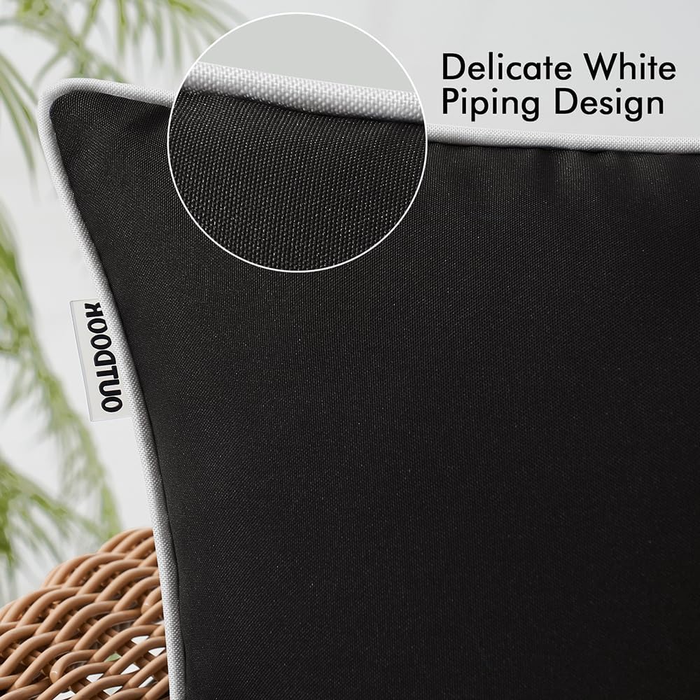 MIULEE Pack of 2 Outdoor Waterproof Decorative Throw Pillow Covers - Square 18x18 Inch Black