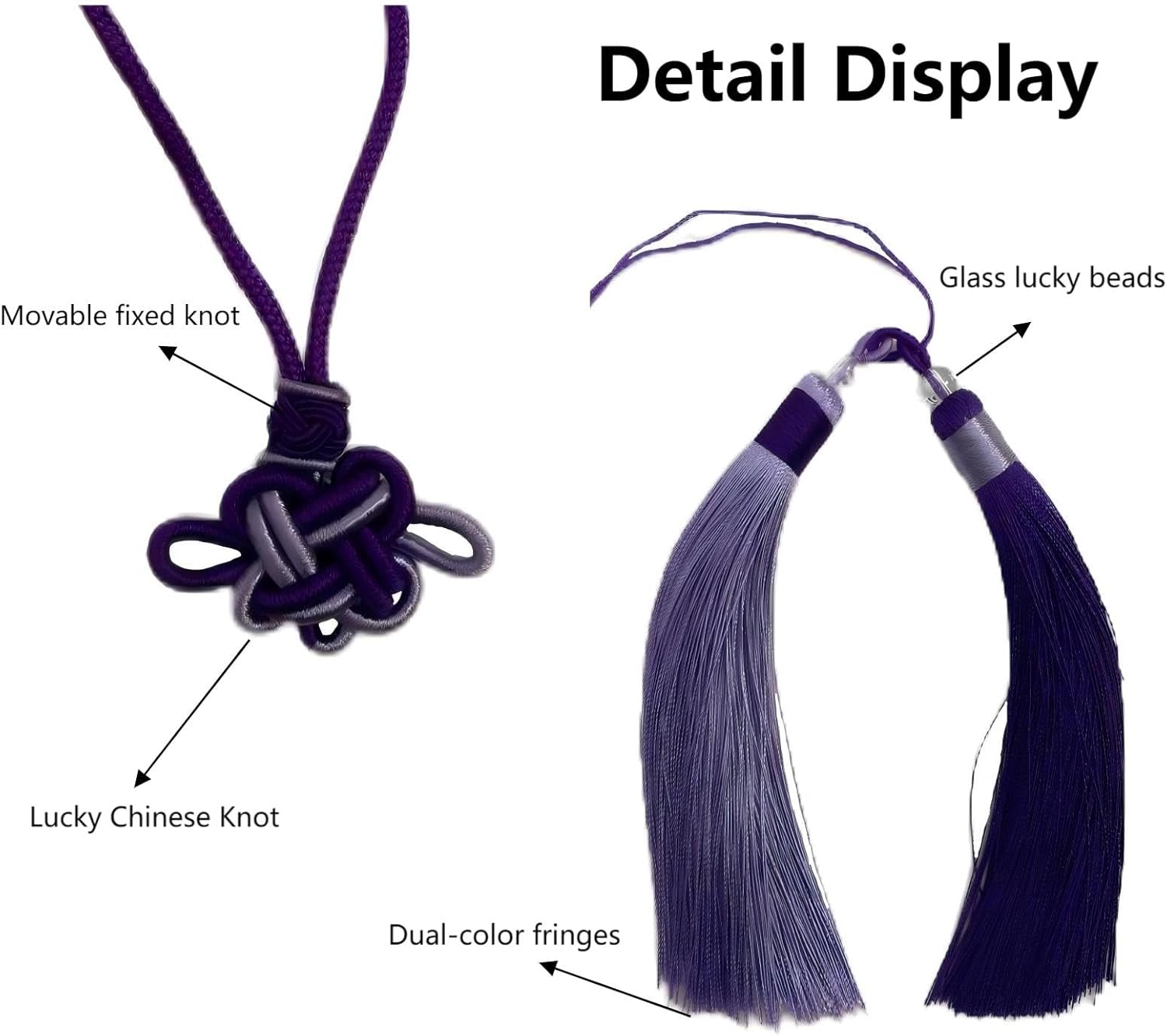 Handmade Color Block Chinese Knot Charm with Dual Tassels