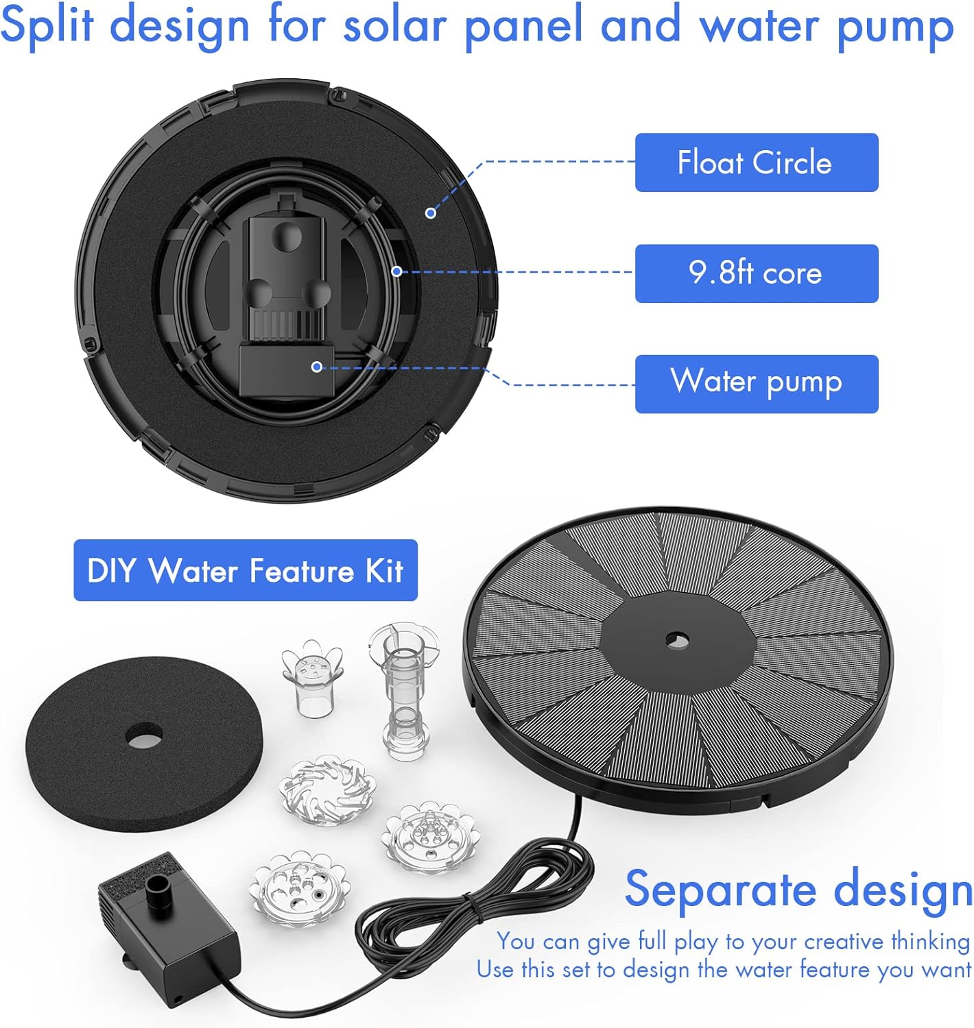 AISITIN 35W Solar Fountain Pump for Outdoor Garden and Pond Decor