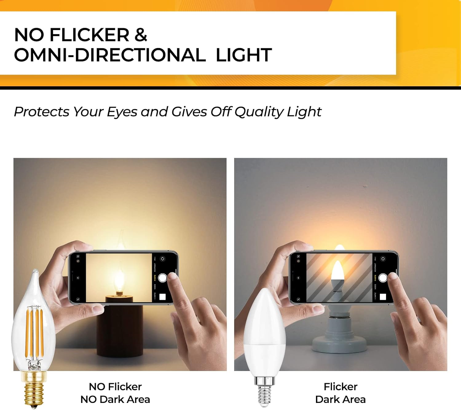 Hizashi 90 CRI LED Candelabra Bulb 40W Equivalent E12 12 Pack Dimmable Soft Warm White 2700K