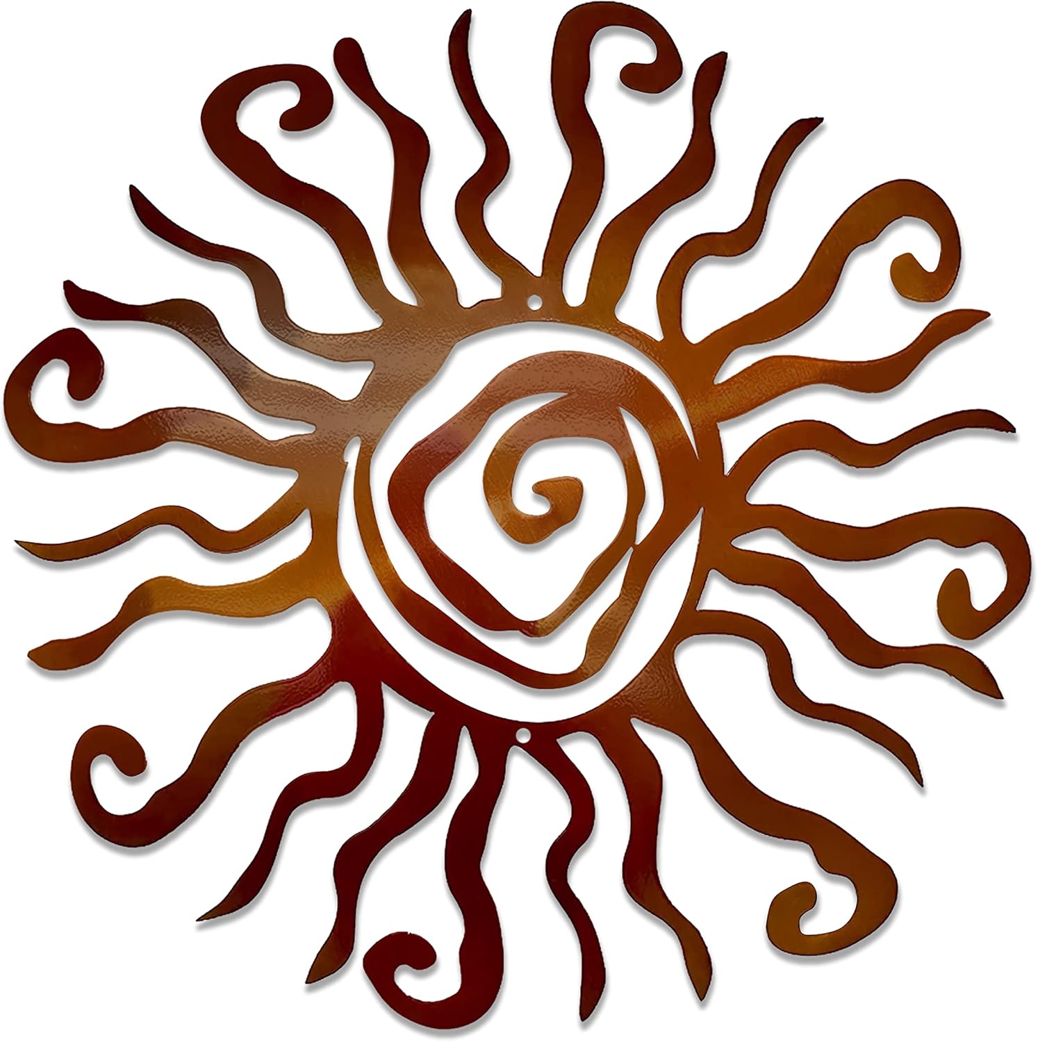 Wacky Sun Metal Wall Art Indoor Outdoor Decor - 12 Inch Copper Rust Proof Wall Sculpture Made in USA