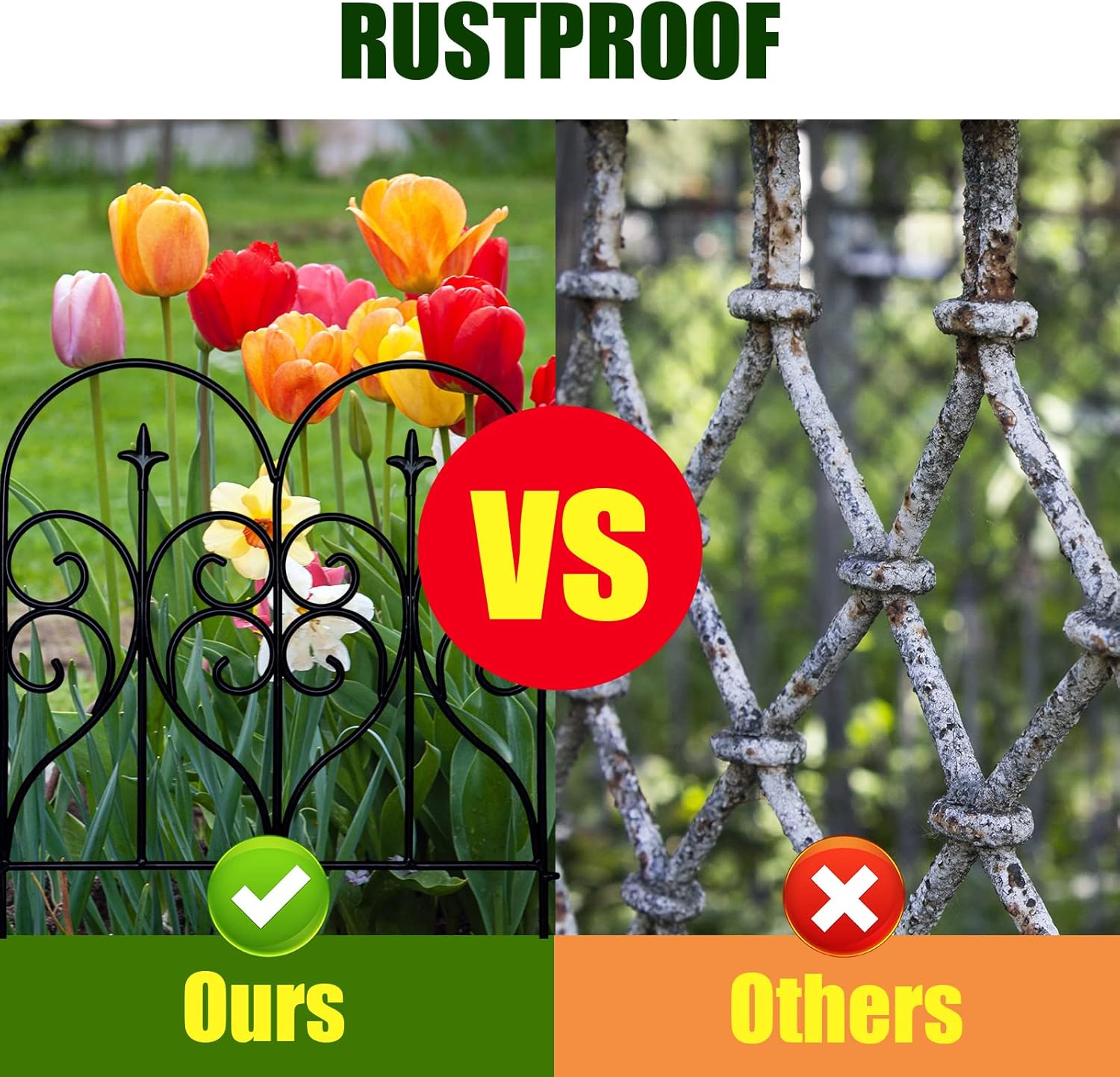 Thealyn Decorative Garden Fence 32 in x 10 ft Outdoor Rustproof Metal Barrier