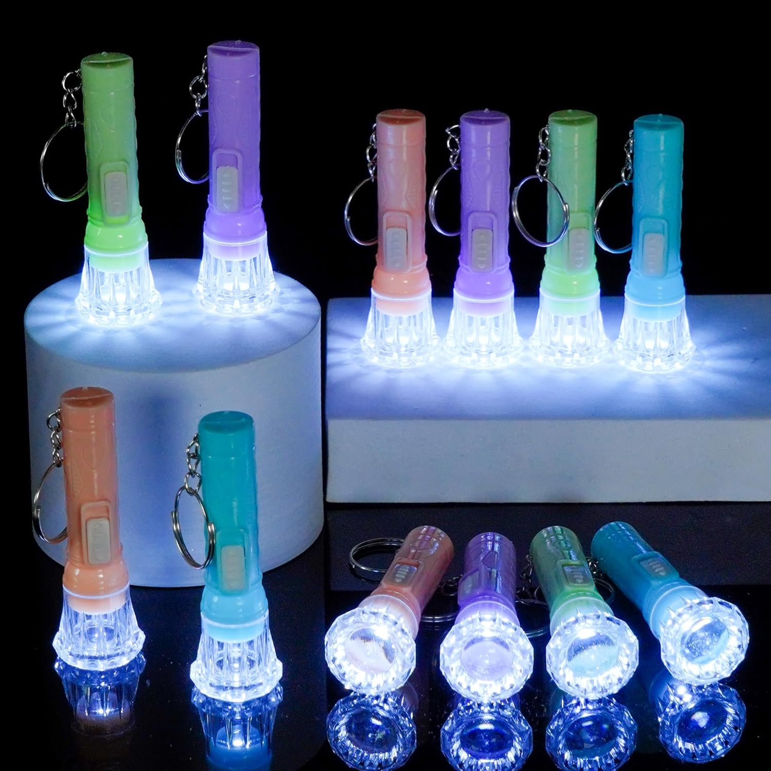PROLOSO Mini Flashlight Keychains 50 Pcs Assorted Colors