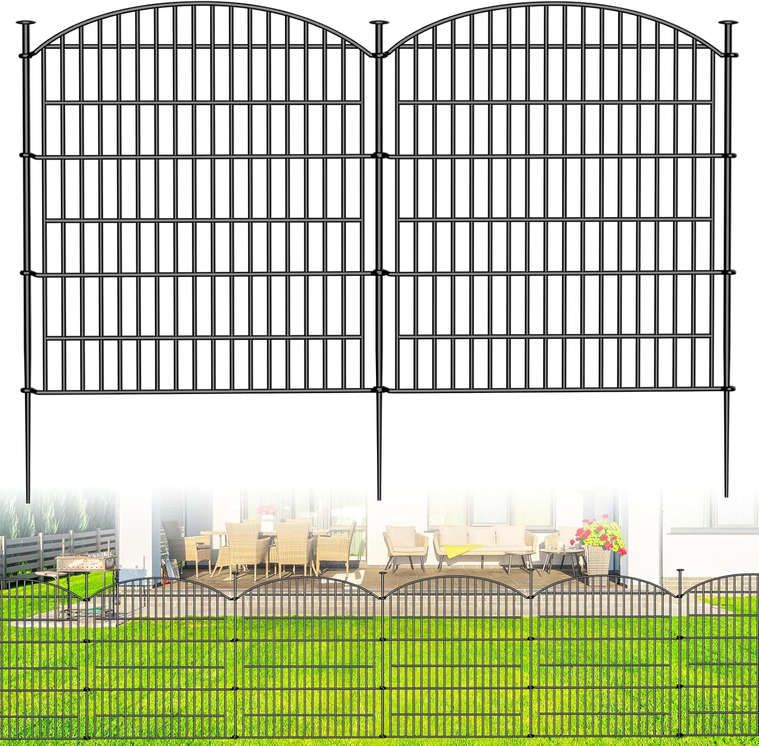 10 Panels Decorative Garden Fence - 32 in H x 236 ft L No Dig Dog Fence Outdoor for Yard Border Protection