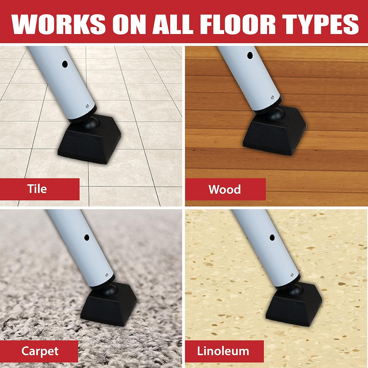 Dual Security Bar - Adjustable Length Door Jammer for Hinged and Sliding Doors Windows Home Travel Safety White