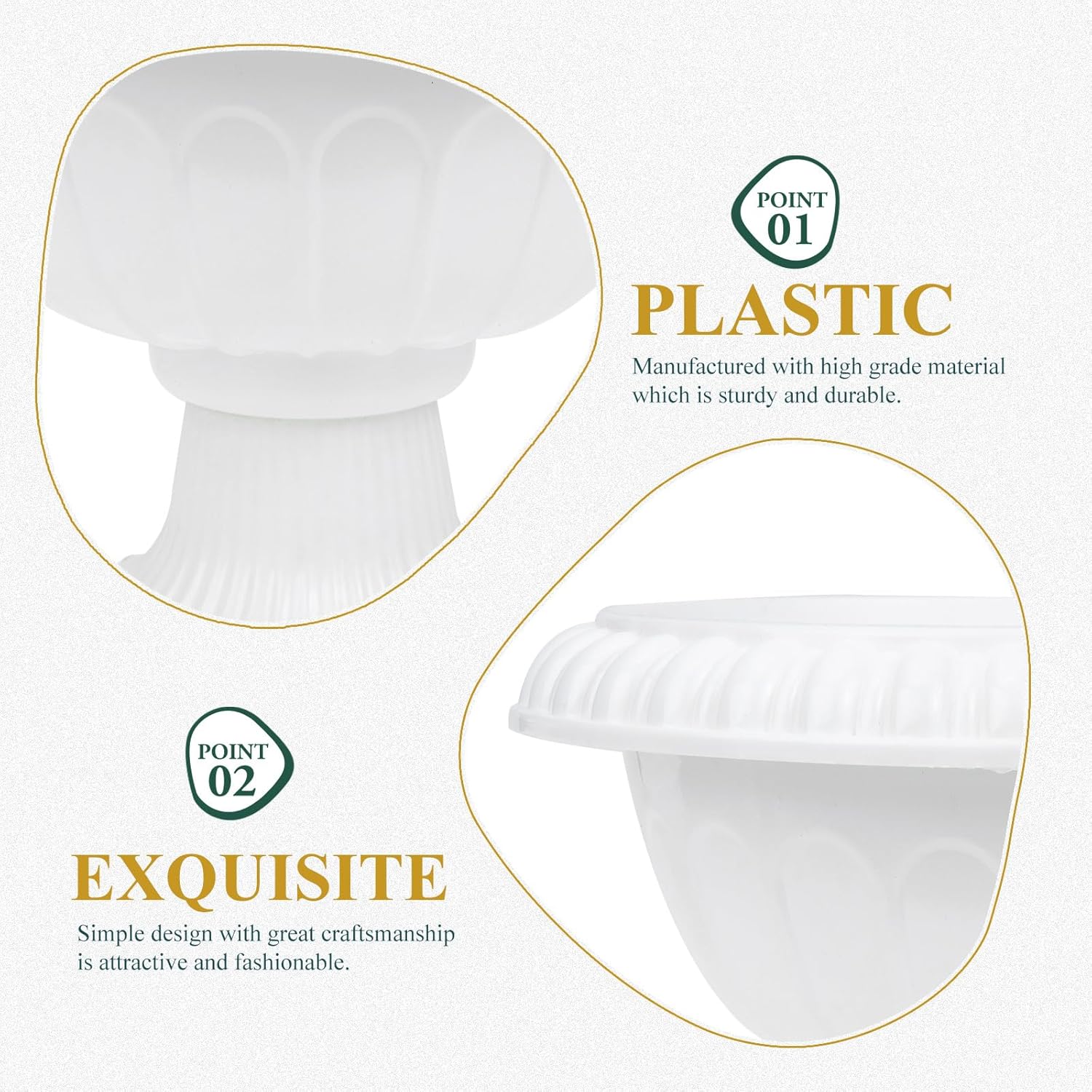 Yardwe 12Pcs White Plastic Urn Planters for Garden Porch Wedding Decor