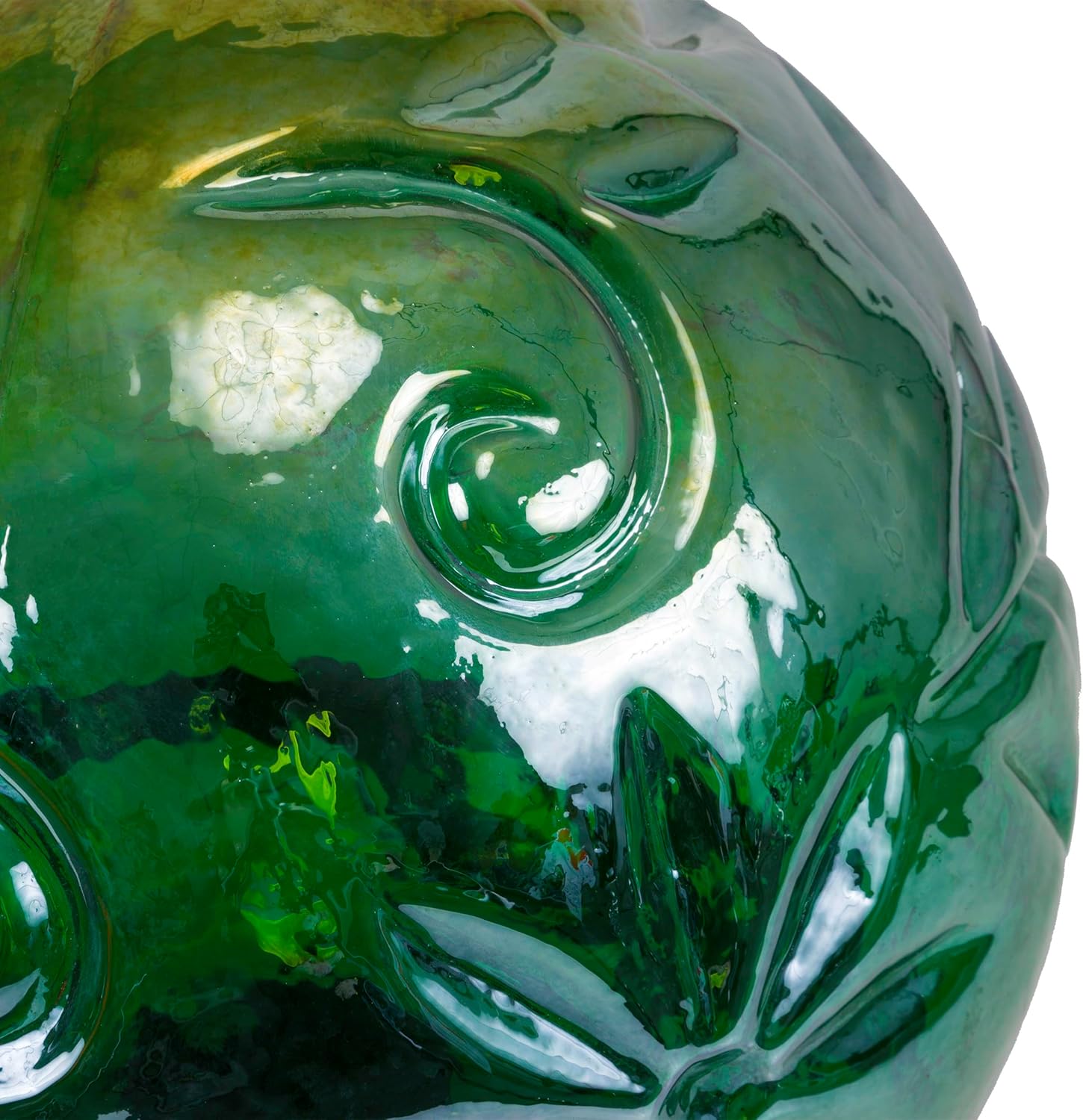 Alpine Corporation 13 Inch Pearlized Green Glass LED Gazing Globe with Stand